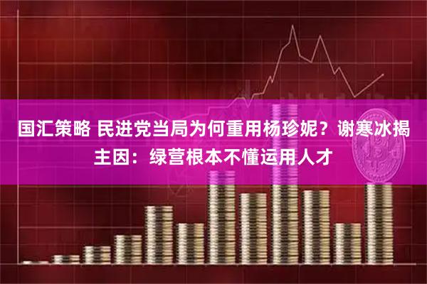 国汇策略 民进党当局为何重用杨珍妮？谢寒冰揭主因：绿营根本不懂运用人才